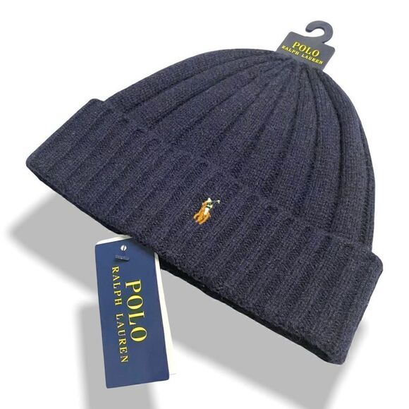 Polo Ralph Lauren Mens Signature Merino Wool Cuffed Beanie Blue One Size (g) New - Picture 2 of 8